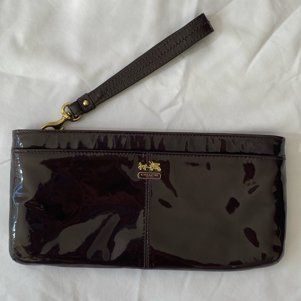 Coach Madison Dark Purple/Plum Patent Leather Clutch